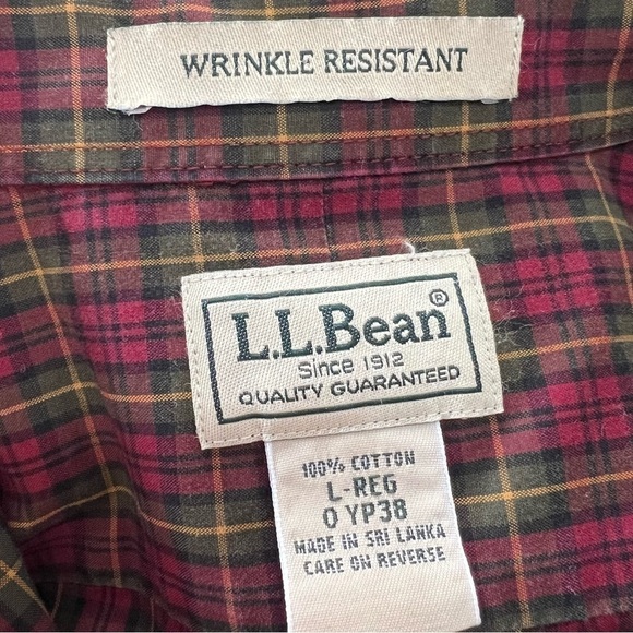 Vintage LL Bean red plaid cotton pants casual button down classic retro holiday - Picture 9 of 14